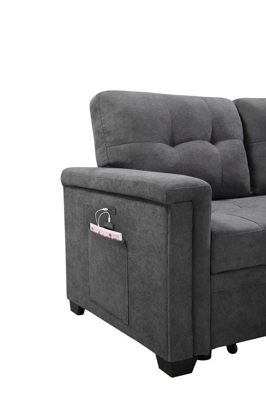 Ashlyn - Reversible Sleeper Sectional Sofa With Storage Chaise, USB Charging Ports And Pocket - R&R Furniture Gallery (Fountain Valley, CA)