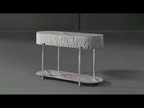 Yukino - End Table - Gray High Gloss & Chrome - R&R Furniture Gallery (Fountain Valley, CA)