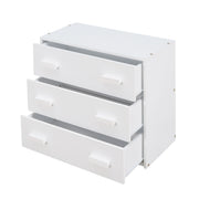 DreamHaus loft bed with integrated cabinet and shelf, sturdy wooden frame, ideal for space-saving bedroom storage.