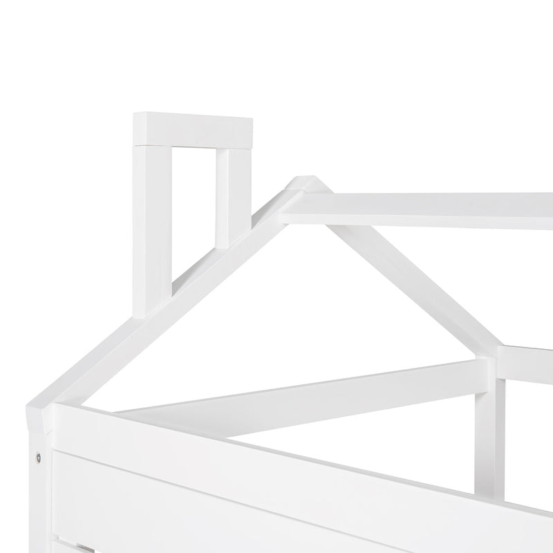 Twin Size Classic House Bed With Twin Size Trundle - White - R&R Furniture Gallery (Fountain Valley, CA)