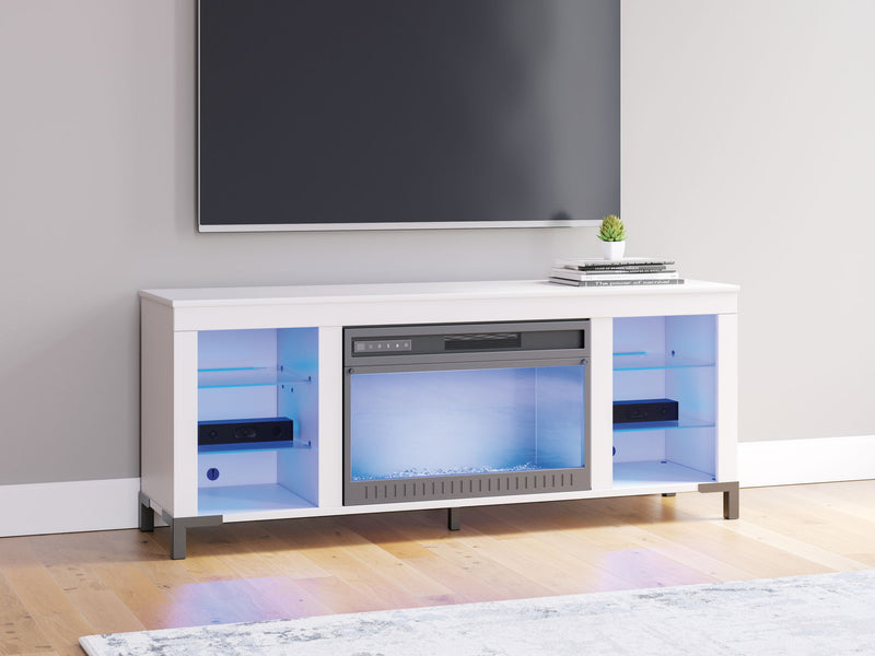 Brollevi - TV Stand With Fireplace - White - R&R Furniture Gallery (Fountain Valley, CA)