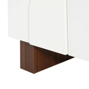 White Noble House sideboard buffet cabinet with four doors and adjustable shelves, showcasing spacious storage and sleek design.