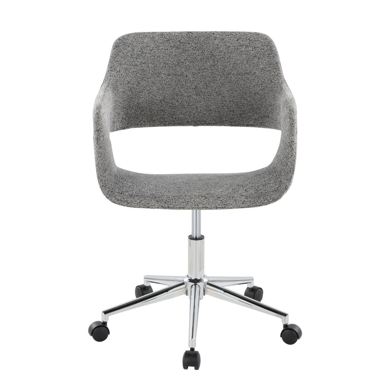 Lumi Source Margarite contemporary office task chair with padded seat and backrest, black frame, and adjustable height for desk use.