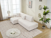 Urban Retreats Jessica lamb wool sectional sofa with chaise, versatile stationary sectional in soft, plush fabric, modern living room style.