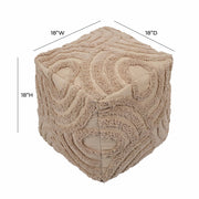 Beige Miranda knitted accent pouf by TOV Furniture, soft textured knitted fabric, round shape, perfect for modern living room decor.