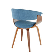 Set of two Lumi Source Vintage Mod mid-century modern dining chairs with sleek wooden frames and upholstered seats.