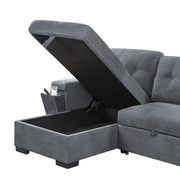 Toby - Woven Fabric Reversible Sleeper Sectional Sofa With Storage Chaise Cup Holder Charging Ports And Pockets - R&R Furniture Gallery (Fountain Valley, CA)