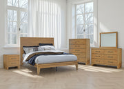 Signature Design by Ashley Sherbana Panel Bed with sleek wooden frame and modern design, shown in a cozy bedroom setting.