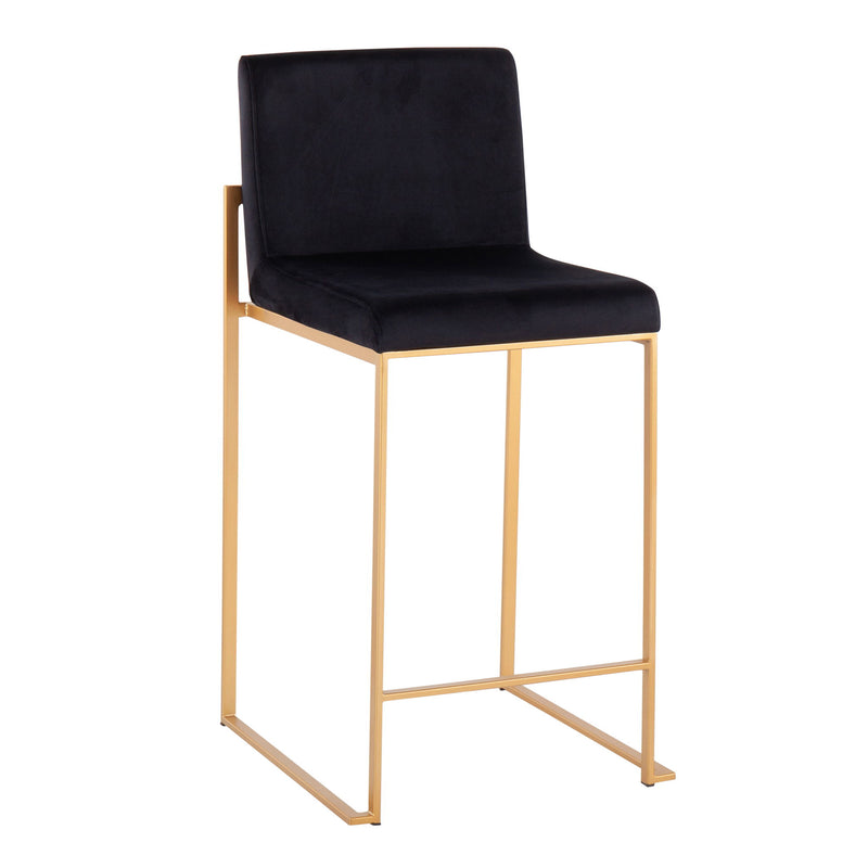 Lumi Source Fuji contemporary high-back counter stool with stylish design, featuring a sleek seat and modern wooden legs.