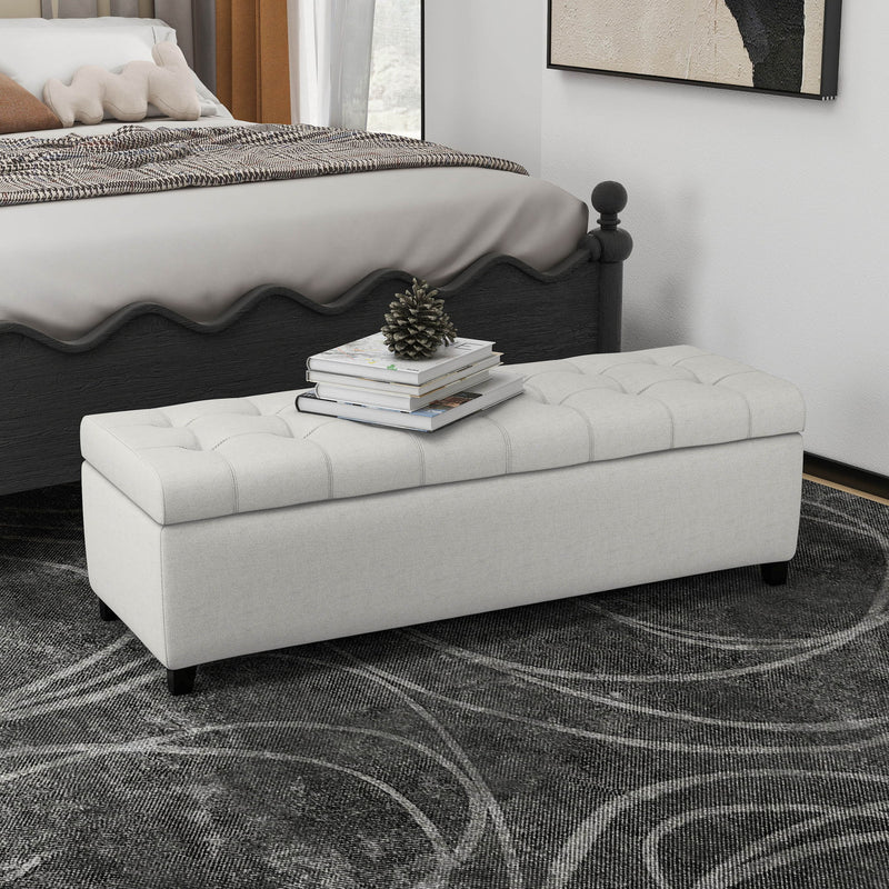 Upholstered Storage Ottoman Bench, Foot Rest For Bedroom - R&R Furniture Gallery (Fountain Valley, CA)
