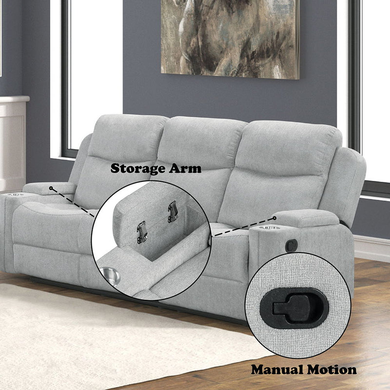 Galya - Motion Sofa - Light Gray Chenille - R&R Furniture Gallery (Fountain Valley, CA)