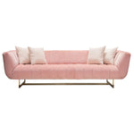 Venus Sofa in Blush Pink Velvet w/ Contrasting Pillows & Gold Finished Metal Base by Diamond Sofa