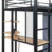 Loft Bed With Desk, Shelves, Power Outlet, LED Light And Wardrobe - R&R Furniture Gallery (Fountain Valley, CA)