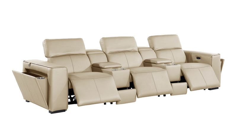 1224 - 8-Piece Modular Power Reclining Sofa & Loveseat Set In With 5 Power Recliners & Power Headrests