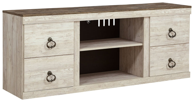 Willowton - TV Stand With Fireplace Option - R&R Furniture Gallery (Fountain Valley, CA)