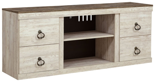 Willowton - TV Stand With Fireplace Option - R&R Furniture Gallery (Fountain Valley, CA)