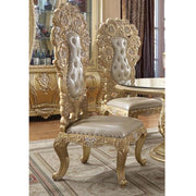 Cabriole - Side Chair (Set of 2) - Light Gold Synthetic Leather & Gold - R&R Furniture Gallery (Fountain Valley, CA)