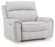 Social Pointe - Power Recliner / Adjustable Headrest - Pearl / Ash - R&R Furniture Gallery (Fountain Valley, CA)