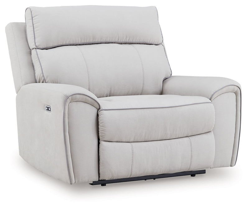 Social Pointe - Power Recliner / Adjustable Headrest - Pearl / Ash - R&R Furniture Gallery (Fountain Valley, CA)