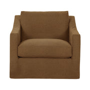 Classic Home Kipton swivel chair with a cushioned seat and wooden base, designed for comfortable and stylish seating.