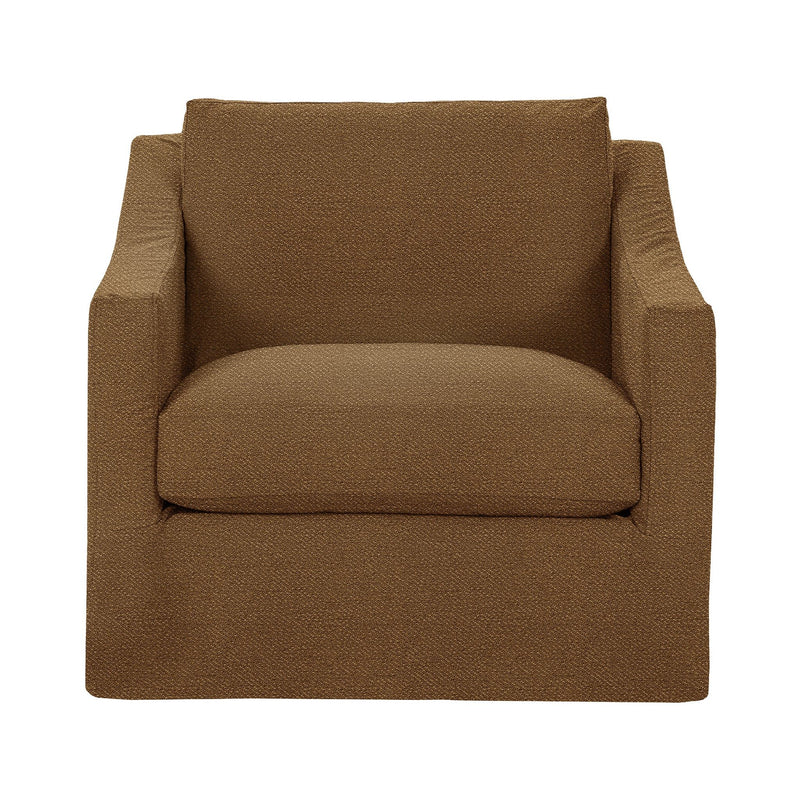 Classic Home Kipton swivel chair with a cushioned seat and wooden base, designed for comfortable and stylish seating.