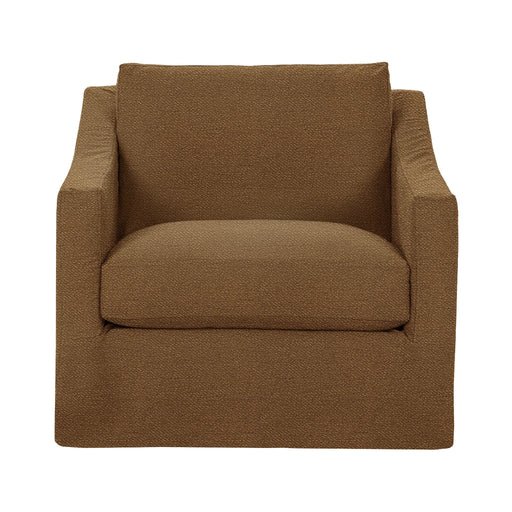 Classic Home Kipton swivel chair with a cushioned seat and wooden base, designed for comfortable and stylish seating.