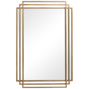 Uttermost Amherst wall mirror with a sleek, modern frame, reflecting a contemporary home interior.
