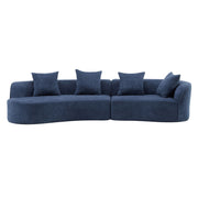 Noble House elegant curved sectional sofa with full foam cushions, stationary design, and plush upholstery for comfortable seating.