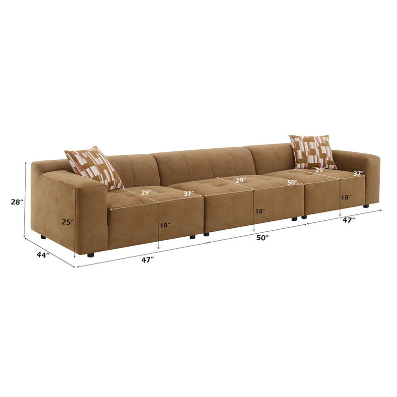 Zoey - Modular - Armless Chair - Chocolate Suede - R&R Furniture Gallery (Fountain Valley, CA)