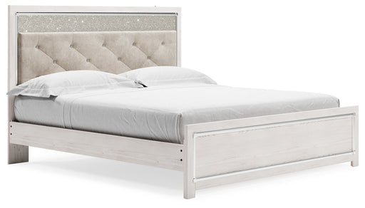 Altyra - King Panel Bed With Upholstered Headboard - White - R&R Furniture Gallery (Fountain Valley, CA)