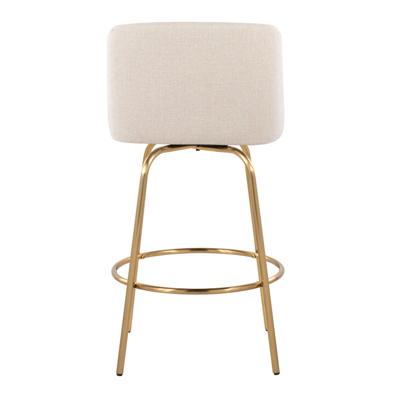 Toriano - Contemporary, Fixed Height Counter Stool With Swivel With Round Footrest (Set of 2) - R&R Furniture Gallery (Fountain Valley, CA)