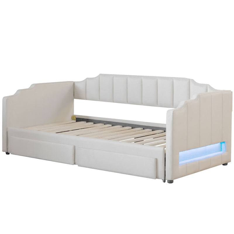 Extendable Daybed With LED Light And 2 Storage Drawers - R&R Furniture Gallery (Fountain Valley, CA)