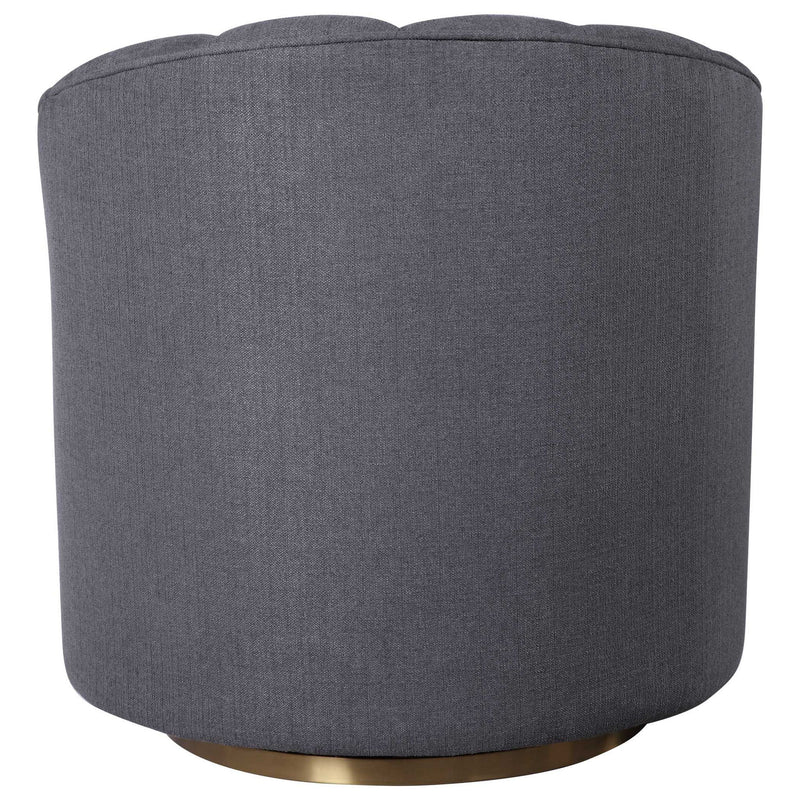 Dark gray Cuthbert modern swivel chair by Uttermost with a sleek design and comfortable cushioned seat.