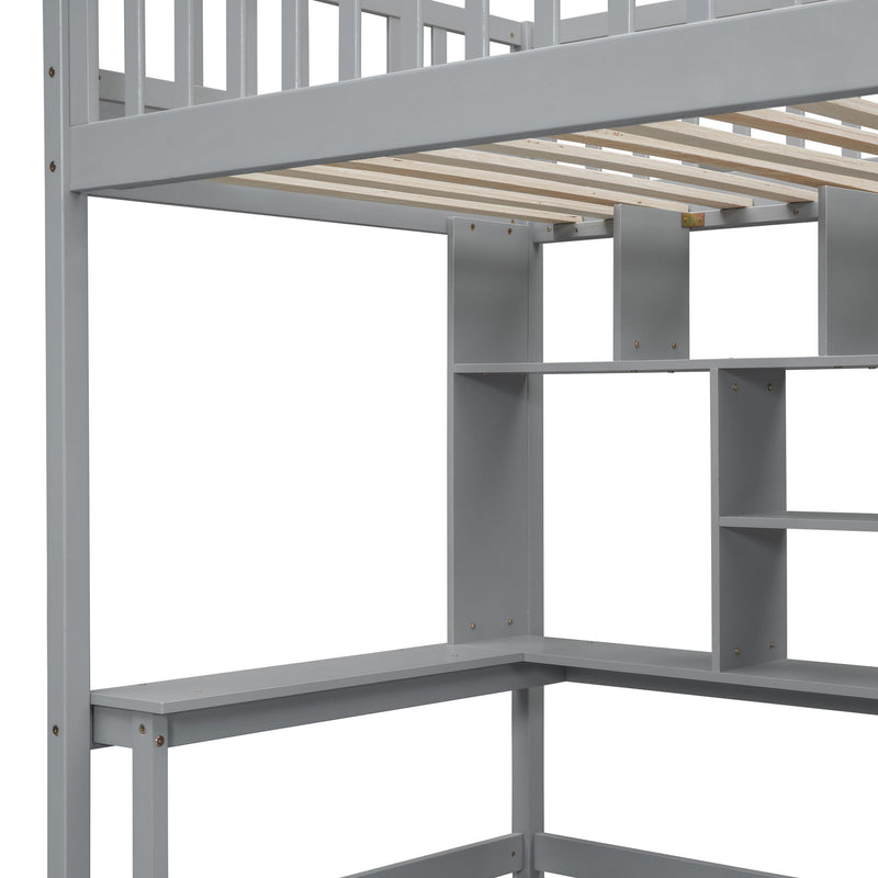 Loft Bed With Bookshelf, Drawers, Desk, And Wardrobe - R&R Furniture Gallery (Fountain Valley, CA)