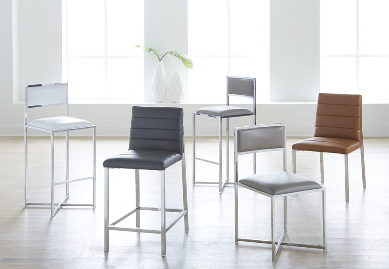 Amalfi Metal Back Counter Stool in White Leather