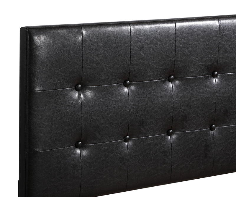 Upholstered Caldwell bed by Glory Furniture featuring a plush fabric headboard and sleek frame in a modern bedroom setting.