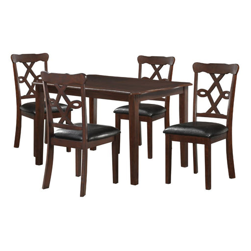 Ingeborg - 5 Piece Dining Set - Black Synthetic Leather & Espresso - R&R Furniture Gallery (Fountain Valley, CA)
