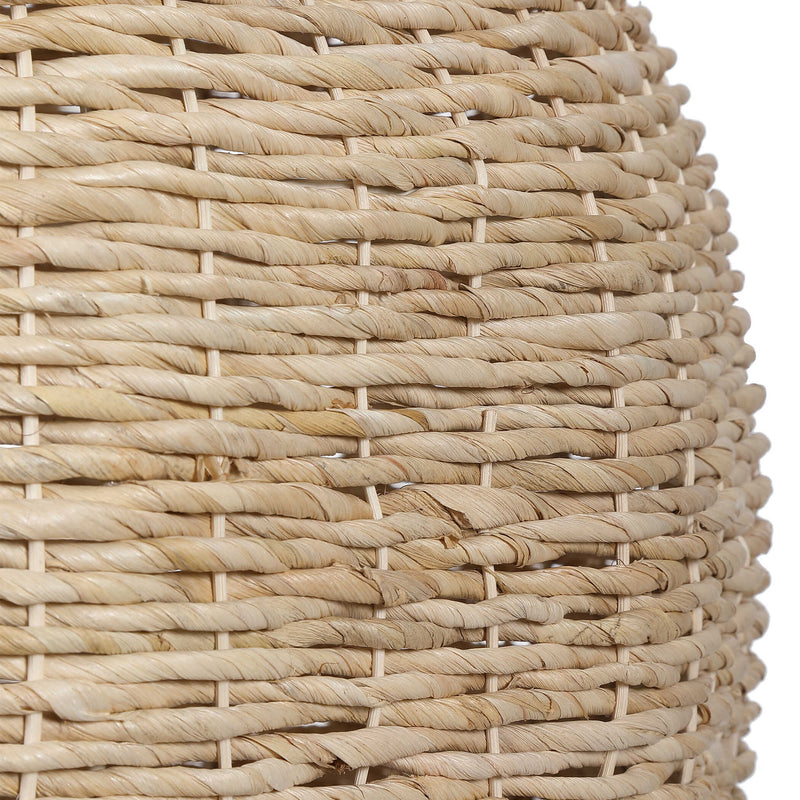 Seagrass 1 Light Dome Pendant in light brown by Uttermost, showcasing a natural woven seagrass shade with a round dome shape.