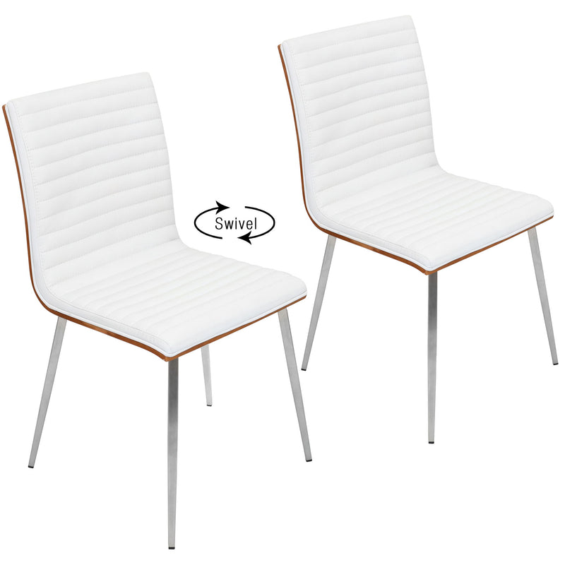 Lumi Source Mason contemporary dining chair set with two swivel chairs featuring modern design and sleek wood finish.