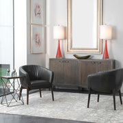 Uttermost Anders black chenille accent chair with plush upholstery and modern design, ideal for living room or bedroom decor.