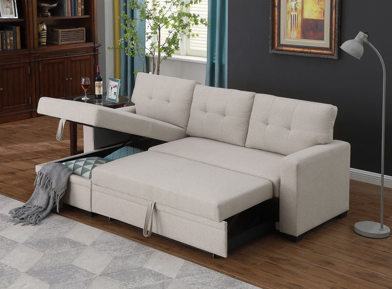 Upholstered Pull Out Sectional Sofa With Chaise - R&R Furniture Gallery (Fountain Valley, CA)
