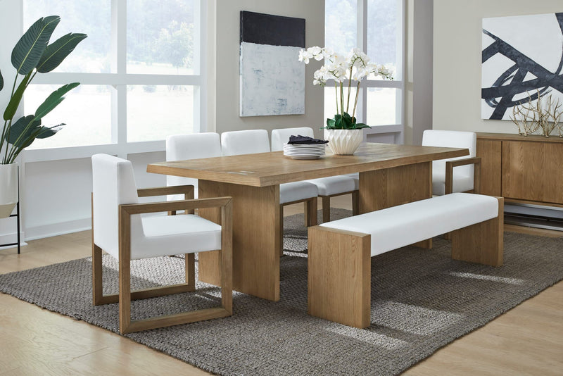 One Modern Coastal Metal Base Sideboard in White Oak and Brushed Stainless Steel
