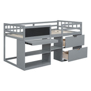 Low Loft Bed With Rolling Desk, Shelf And Drawers - R&R Furniture Gallery (Fountain Valley, CA)