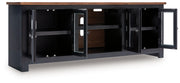Wildenauer - XL TV Stand With Fireplace Option - Brown / Black - R&R Furniture Gallery (Fountain Valley, CA)