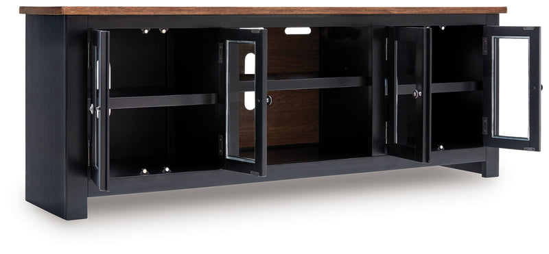 Wildenauer - XL TV Stand With Fireplace Option - Brown / Black - R&R Furniture Gallery (Fountain Valley, CA)