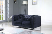 Stylish sloped arm loveseat by Glory Furniture featuring a modern stationary design with plush cushions and sleek fabric upholstery.