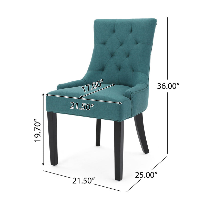 Dining Chair (Set of 2) With Upholstered Diamond Tufting And Espresso Birch Legs - Teal - R&R Furniture Gallery (Fountain Valley, CA)