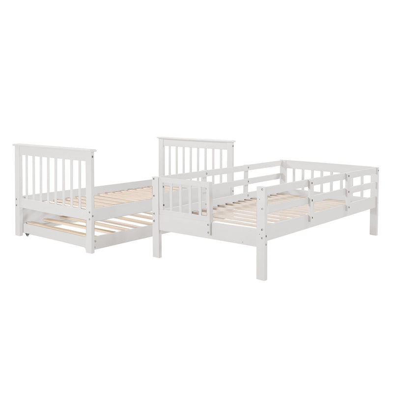 DreamHaus stairway bunk bed with built-in storage drawers and safety guard rail, ideal for bedroom space-saving and organization.