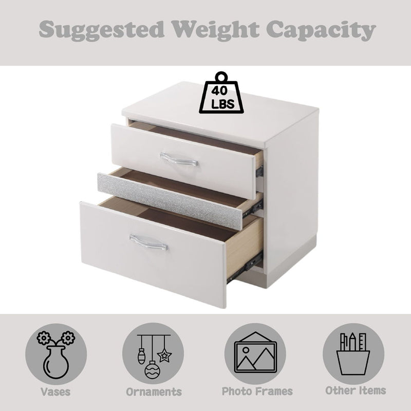 Naima II - Nightstand - White High Gloss