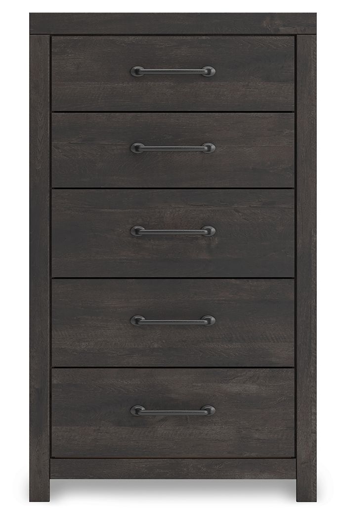 Hollivern - Five Drawer Chest - Dark Gray - R&R Furniture Gallery (Fountain Valley, CA)